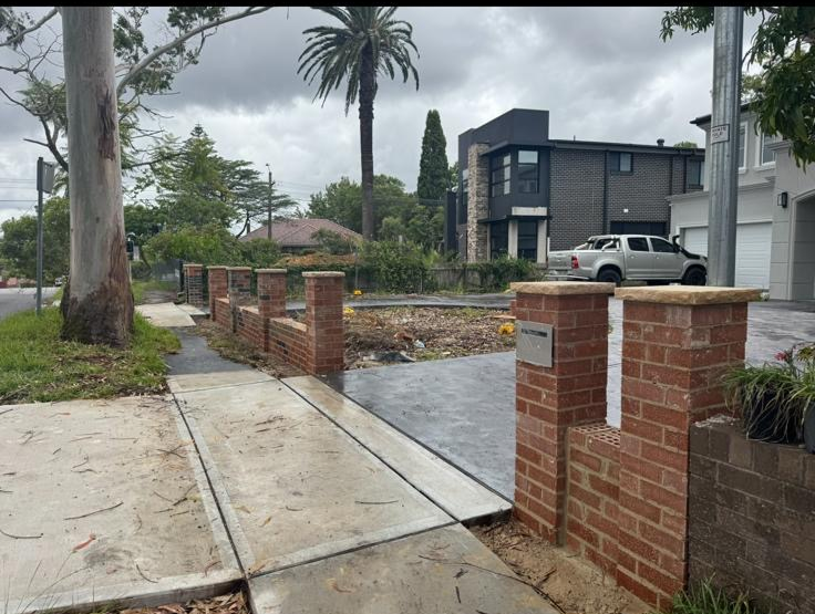 Brick fence and letterbox construction – West Sydney residential project